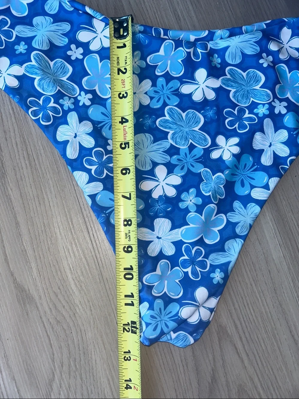 Floral One Shoulder Bikini XL Blue Swimsuit Beach Stretch 2-Piece Whimsical